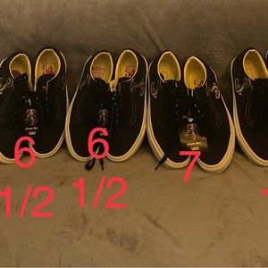 Discontinued Cobra Kai old school vans shoes. Sizes range from 4 1/2 to 8.
